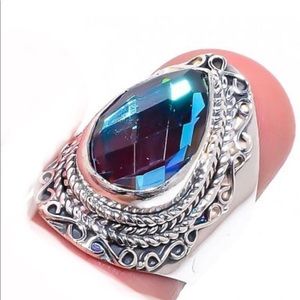 Black Rainbow Mystic Topaz  925  Silver Ring 6